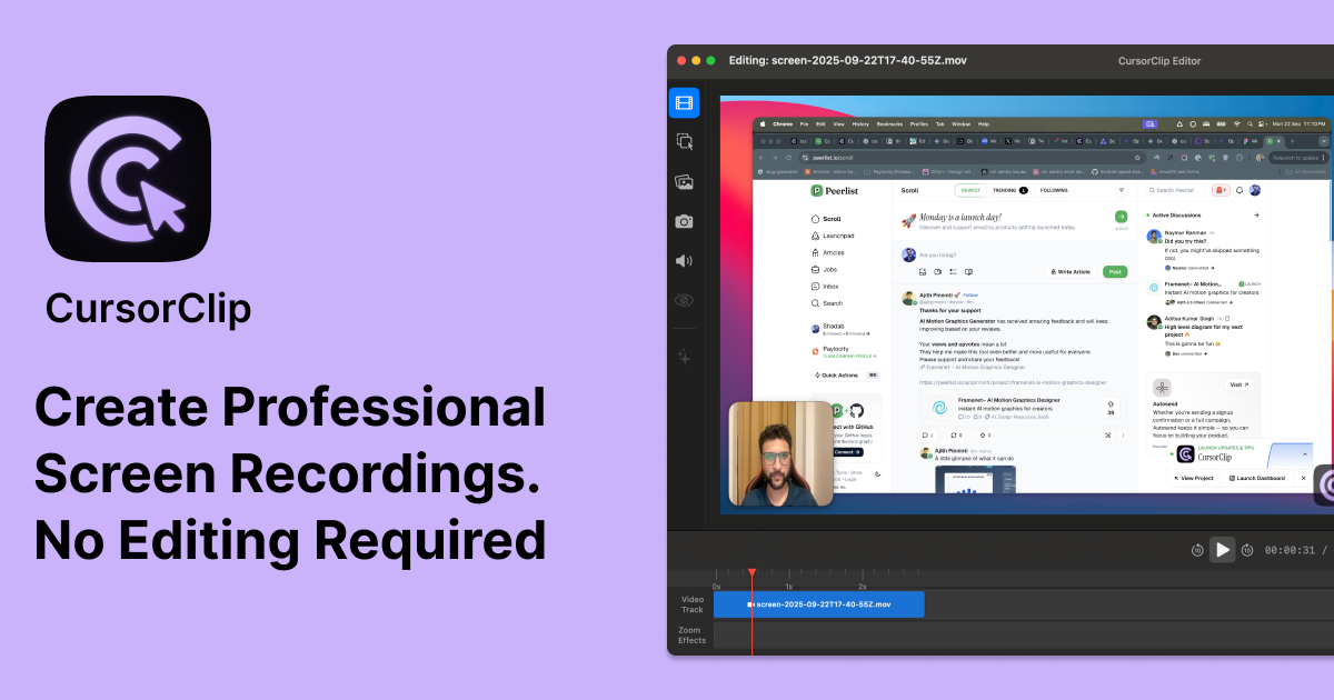 CursorClip: MacOS Screen Recorder With Auto Zoom - Image 1